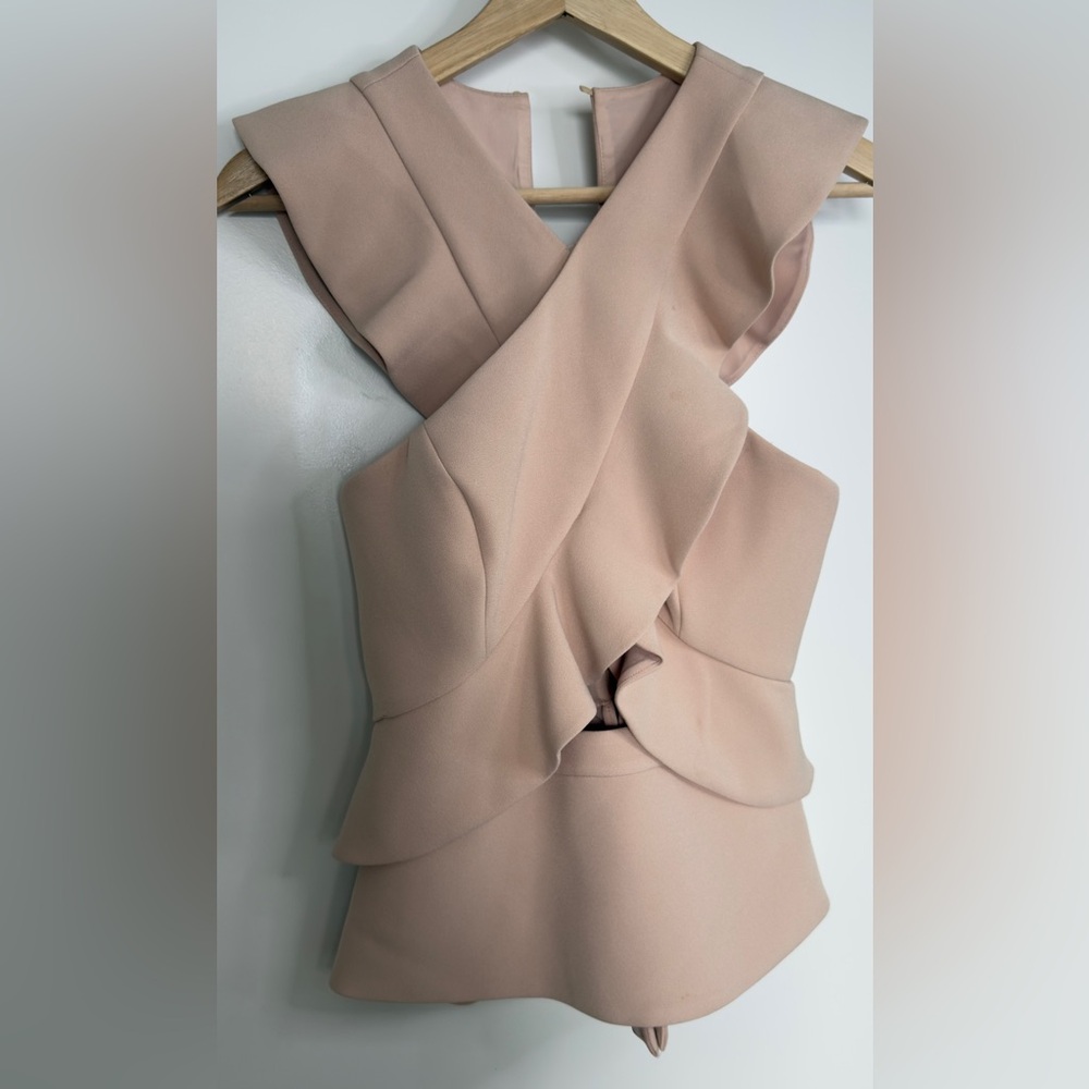 BCBGMaxAzria Asymmetrical Taupe Dress